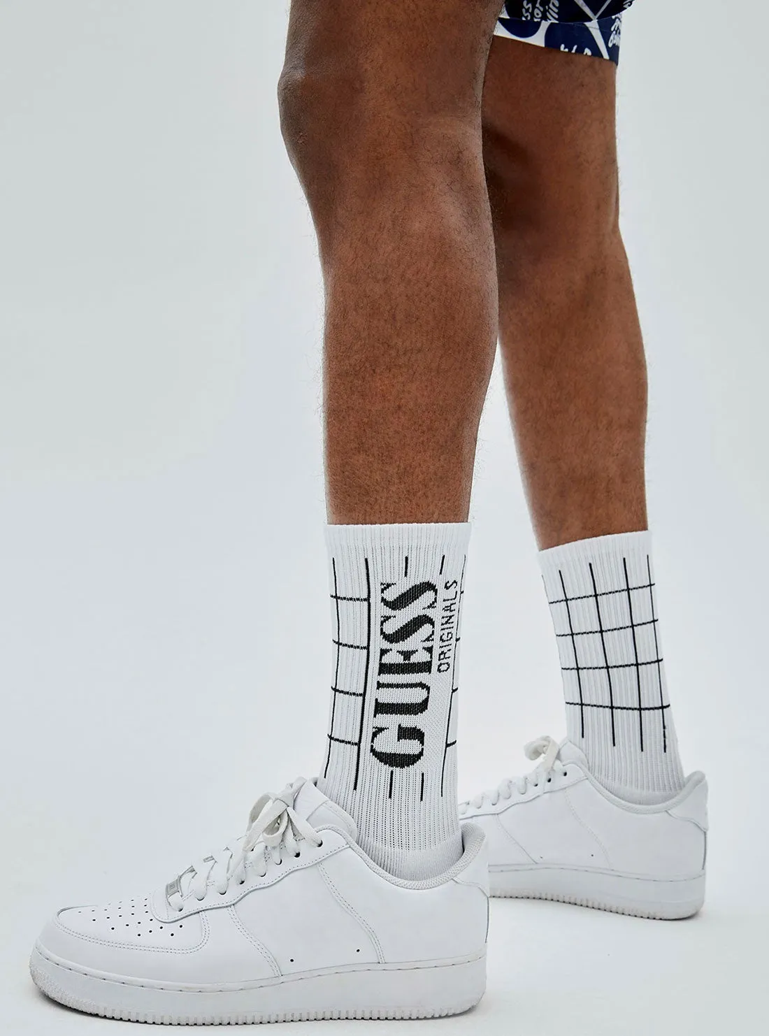 GUESS Originals White Grid Socks