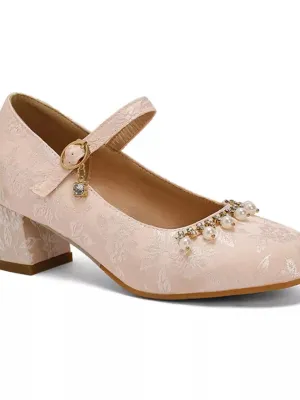 Handmade Vintage Floral Mary Jane Heels - Regency Era Inspired Retro Shoes