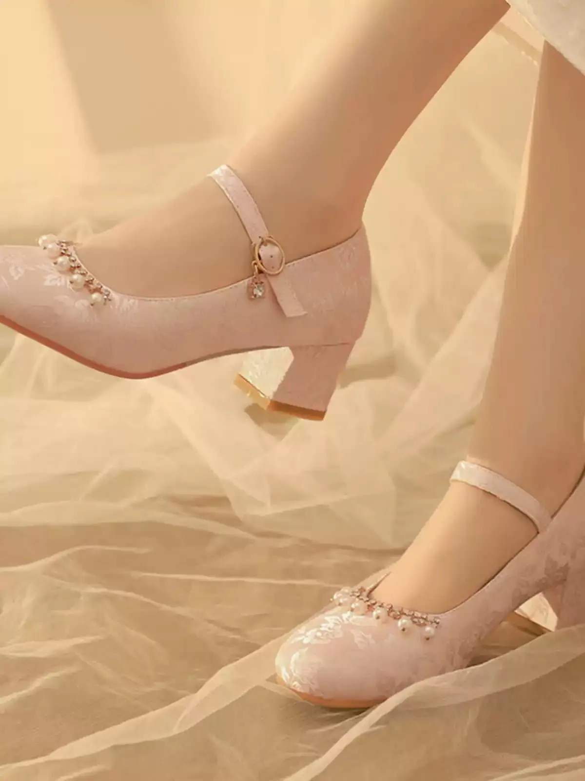 Handmade Vintage Floral Mary Jane Heels - Regency Era Inspired Retro Shoes