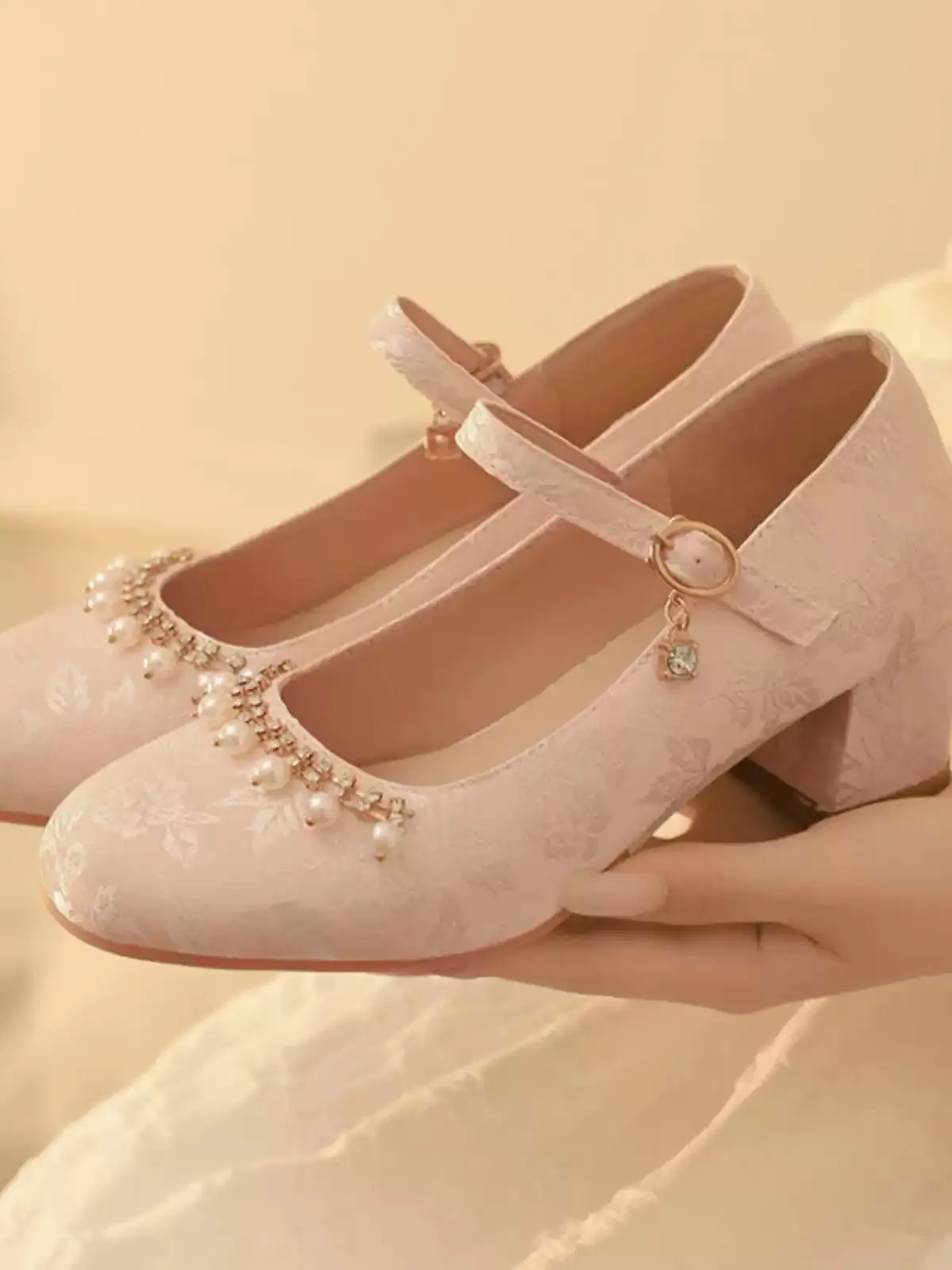 Handmade Vintage Floral Mary Jane Heels - Regency Era Inspired Retro Shoes