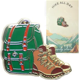 Hiking Pin - Vintage Hiking Boot and Backpack Enamel Pin - Perfect for Outdoor Enthusiasts, Hikers, Campers, and Wanderlust Travelers
