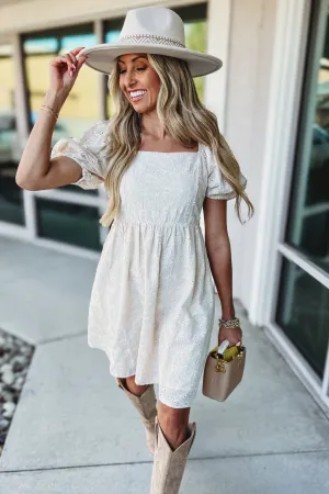 Ivory Meadow Eyelet Puff Sleeve Dress