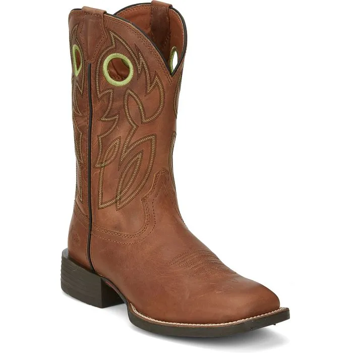 JUSTIN MENS BOWLINE HAZEL BROWN SQUARE TOE WESTERN BOOTS STYLE SE7521