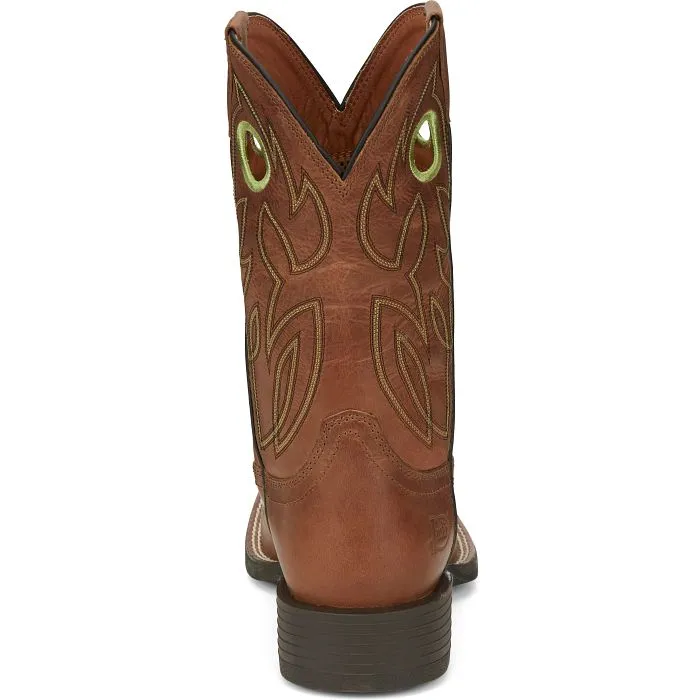 JUSTIN MENS BOWLINE HAZEL BROWN SQUARE TOE WESTERN BOOTS STYLE SE7521