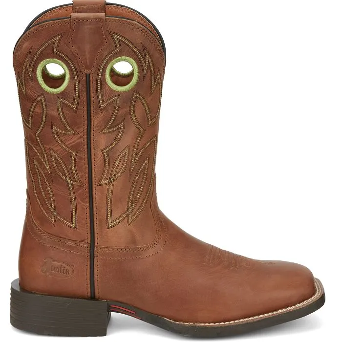 JUSTIN MENS BOWLINE HAZEL BROWN SQUARE TOE WESTERN BOOTS STYLE SE7521