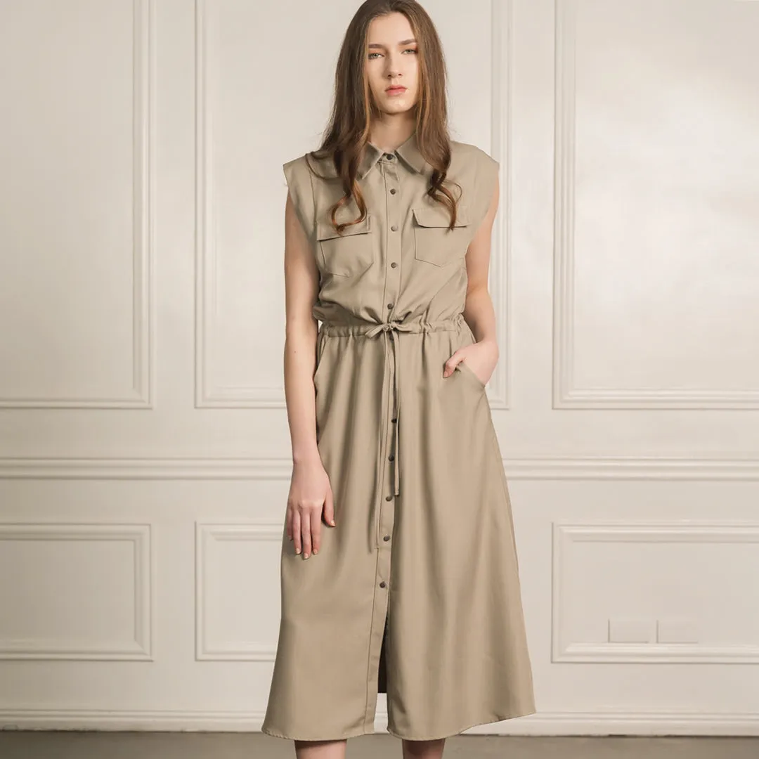 Kinsley Collared Shirt Drawstring Waist Dress 2