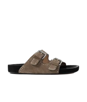 Lennyo Sandal in Taupe Suede