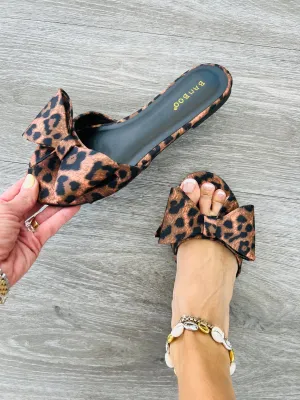 Leopard Bow Me Away Sandals