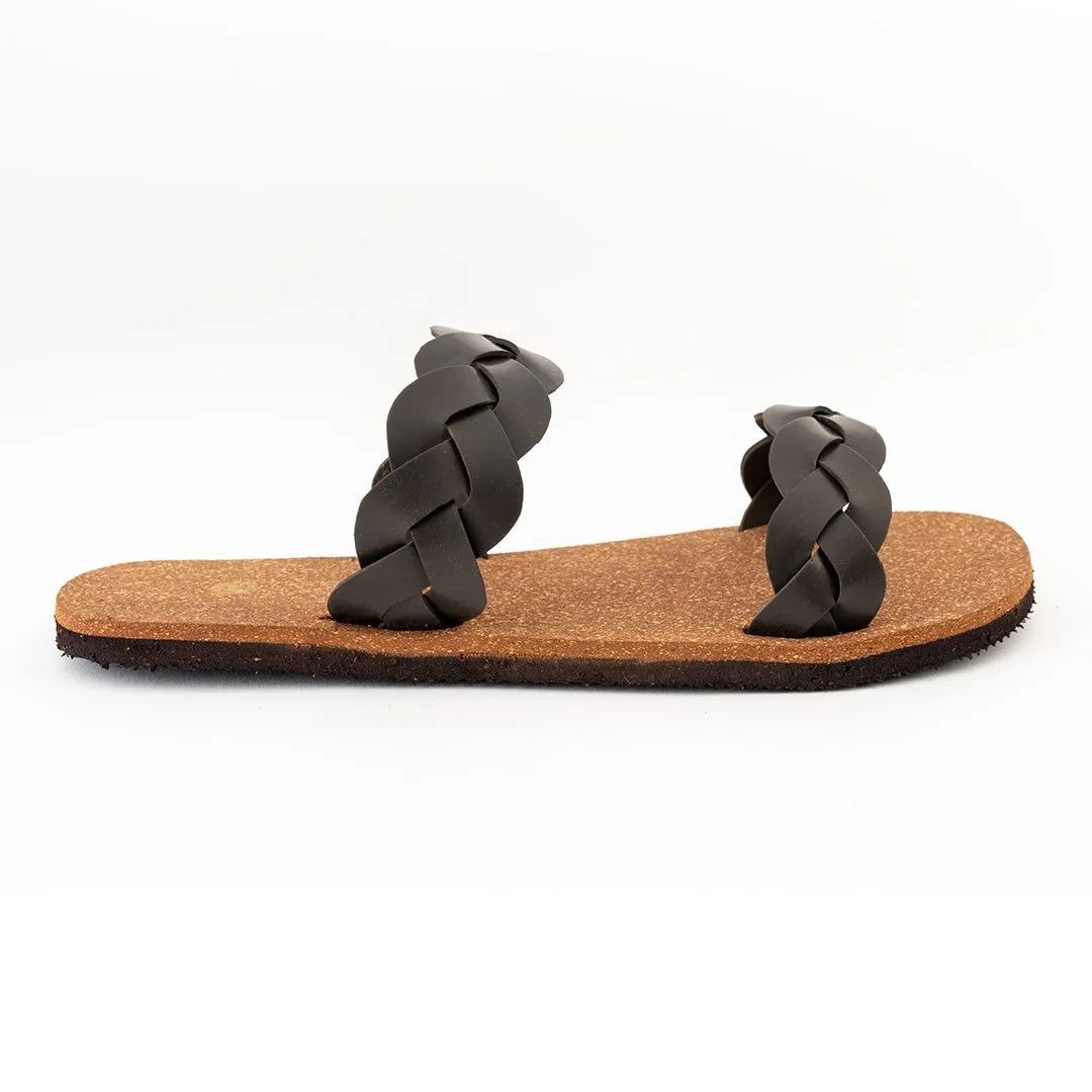 Lumi Dual-Strap Cork Brown Women Slides