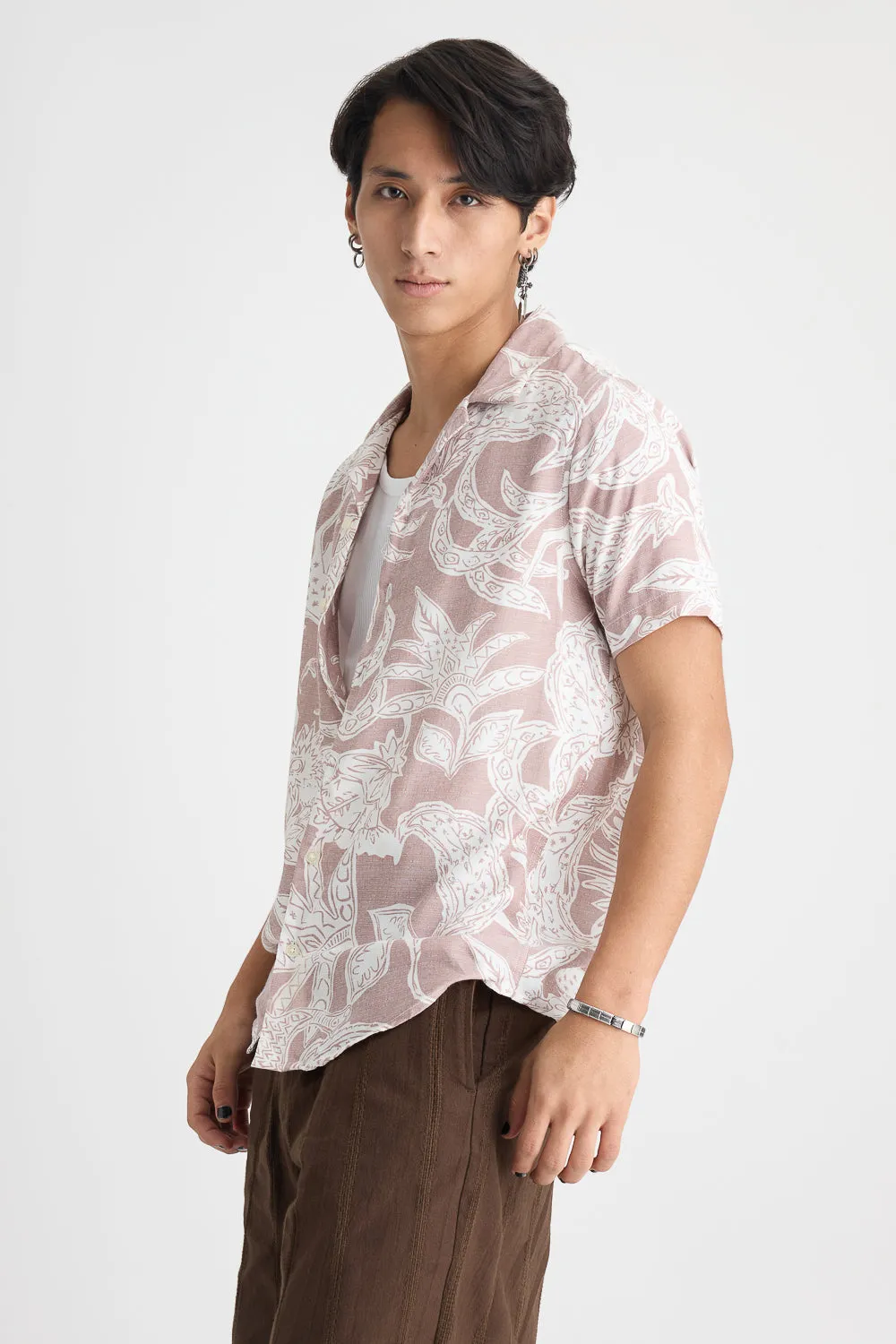 Men's Beige Abstract Print Shirt