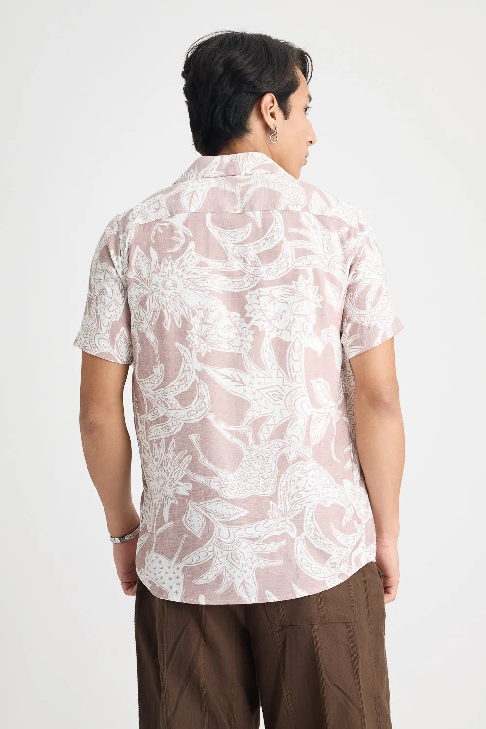 Men's Beige Abstract Print Shirt