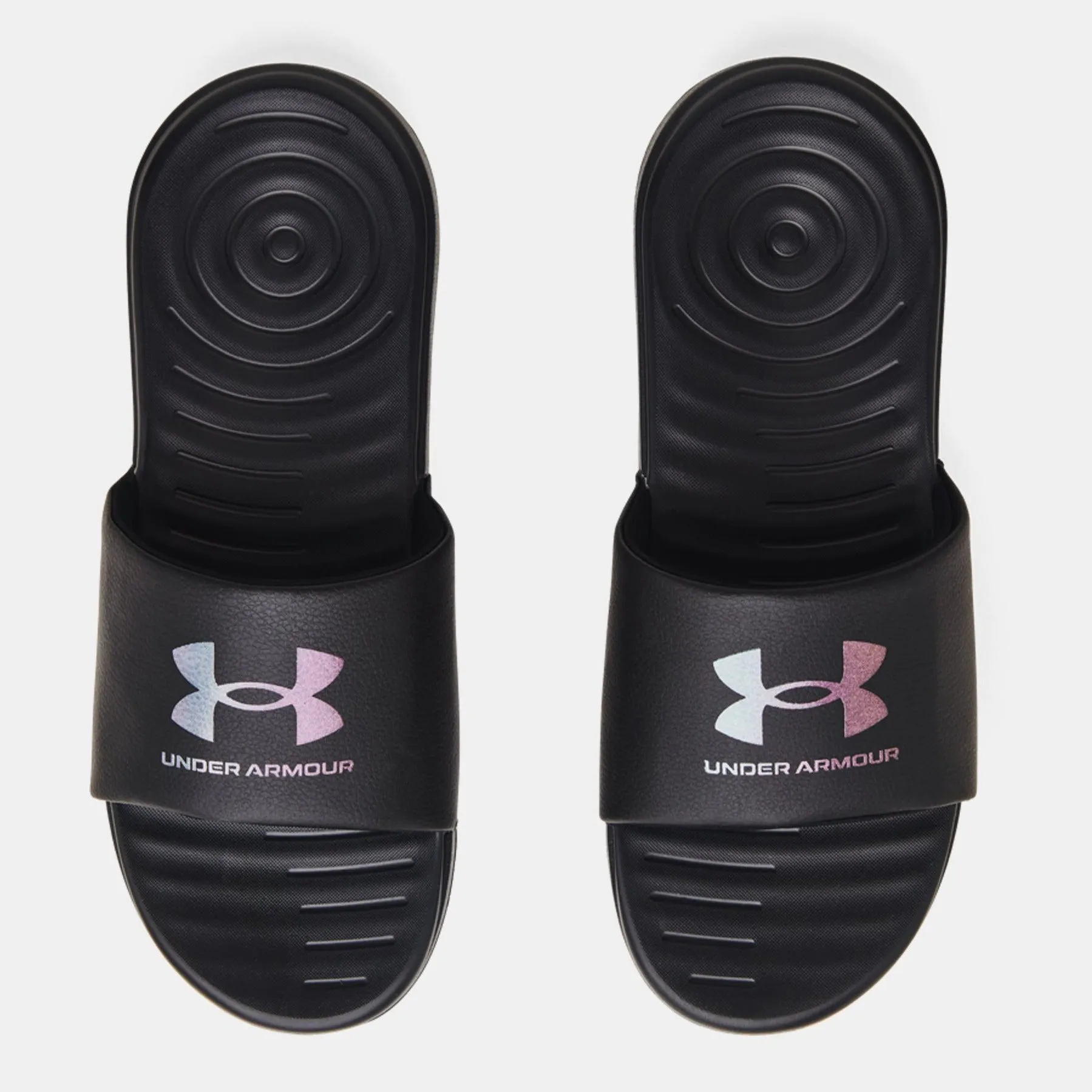 Men's Under Armour Ansa Fixed "Iridescent" Graphic Slides (Black/Void)(3024435-002)