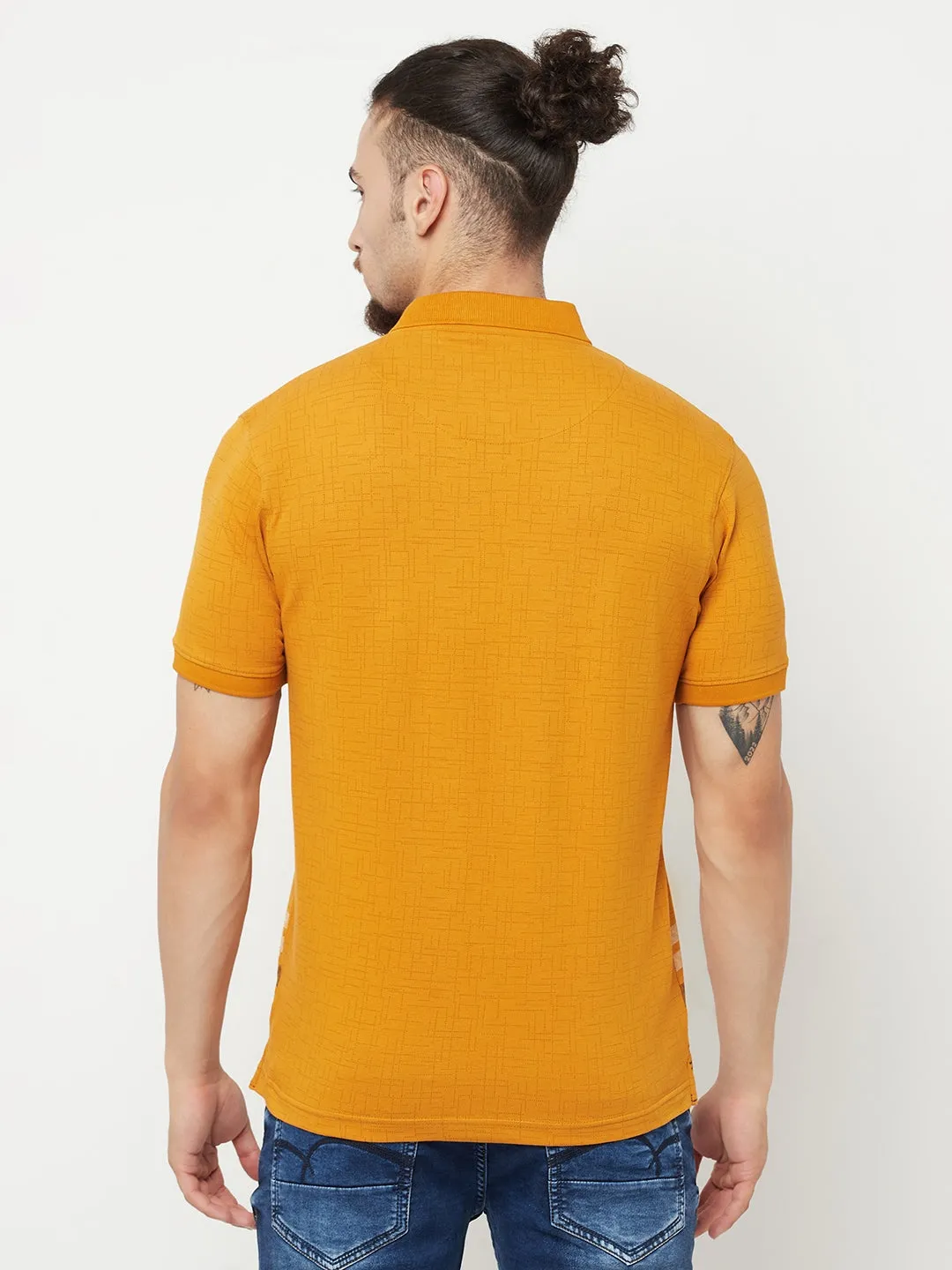 Mustard Checked Polo T-Shirt
