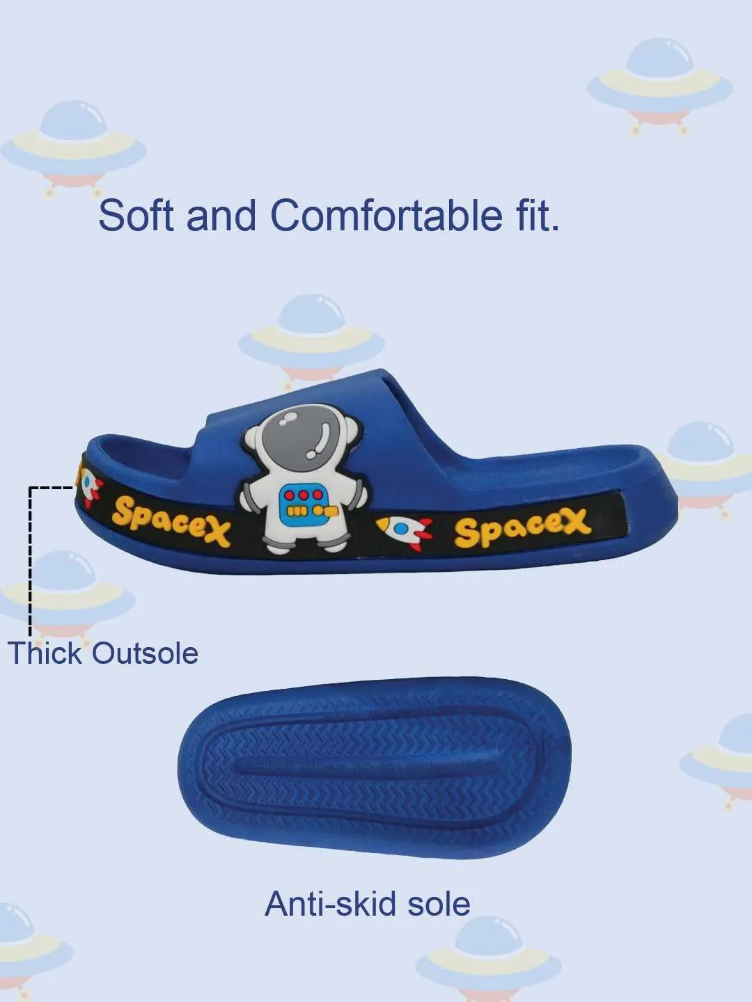 Navy Blue Astronaut and Rocket Slides for Boys