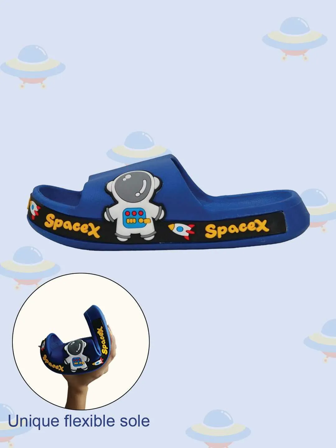 Navy Blue Astronaut and Rocket Slides for Boys