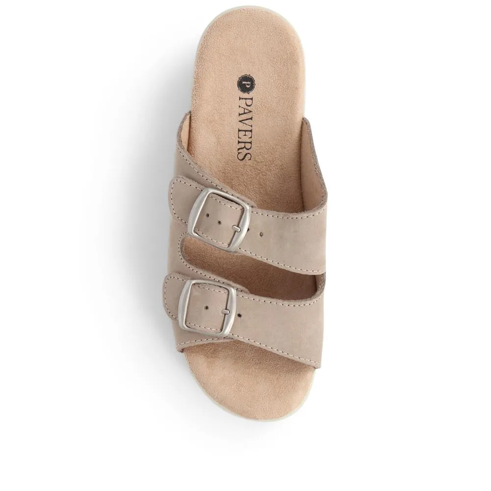 Nubuck Leather Dual Strap Sandals - POLY39027 / 325 440
