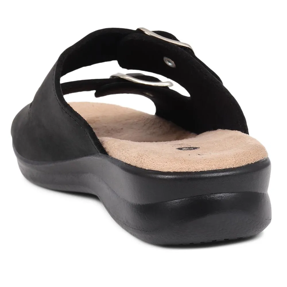Nubuck Leather Dual Strap Sandals - POLY39027 / 325 440