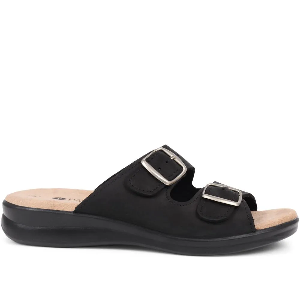 Nubuck Leather Dual Strap Sandals - POLY39027 / 325 440