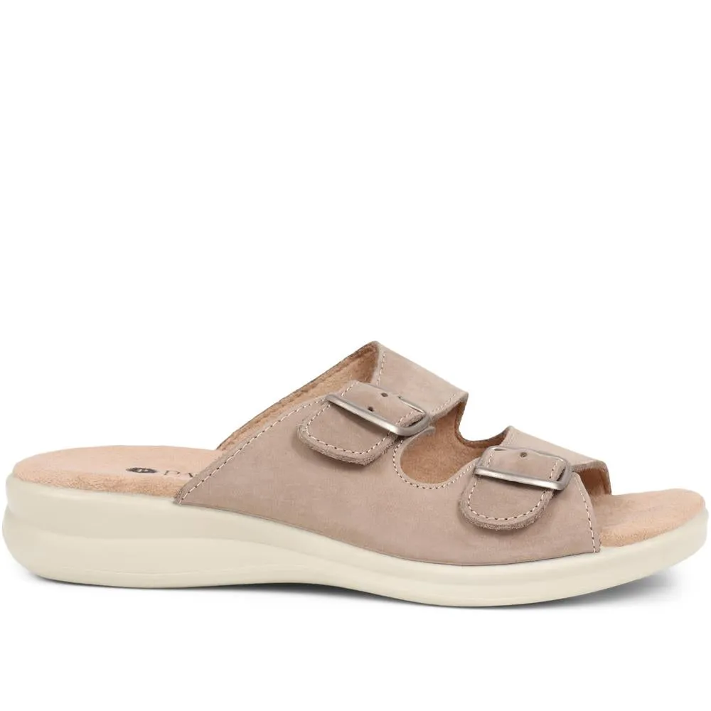Nubuck Leather Dual Strap Sandals - POLY39027 / 325 440