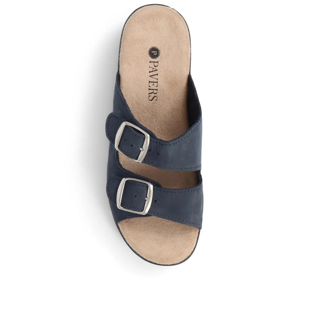 Nubuck Leather Dual Strap Sandals - POLY39027 / 325 440