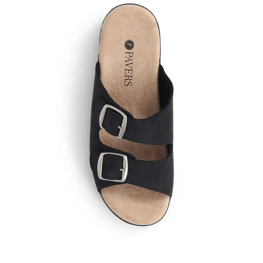 Nubuck Leather Dual Strap Sandals - POLY39027 / 325 440