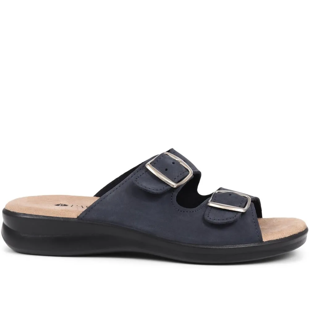 Nubuck Leather Dual Strap Sandals - POLY39027 / 325 440