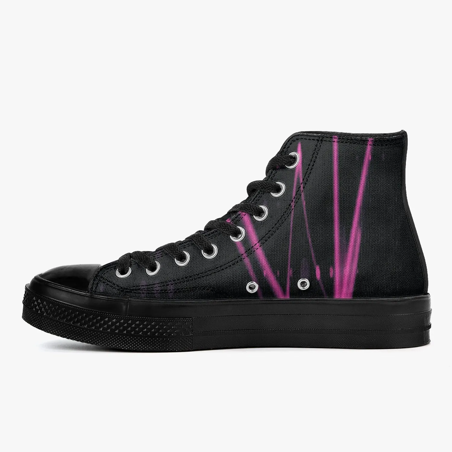Officially Sexy Pink Laser High-Top Canvas Shoes - Black