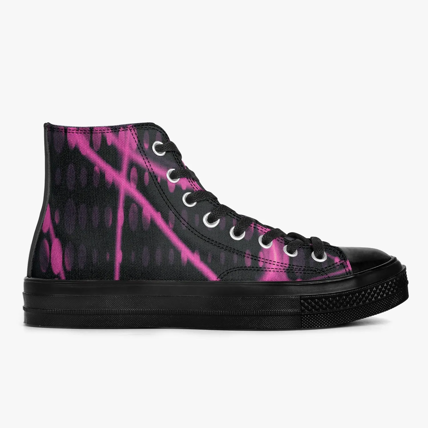Officially Sexy Pink Laser High-Top Canvas Shoes - Black