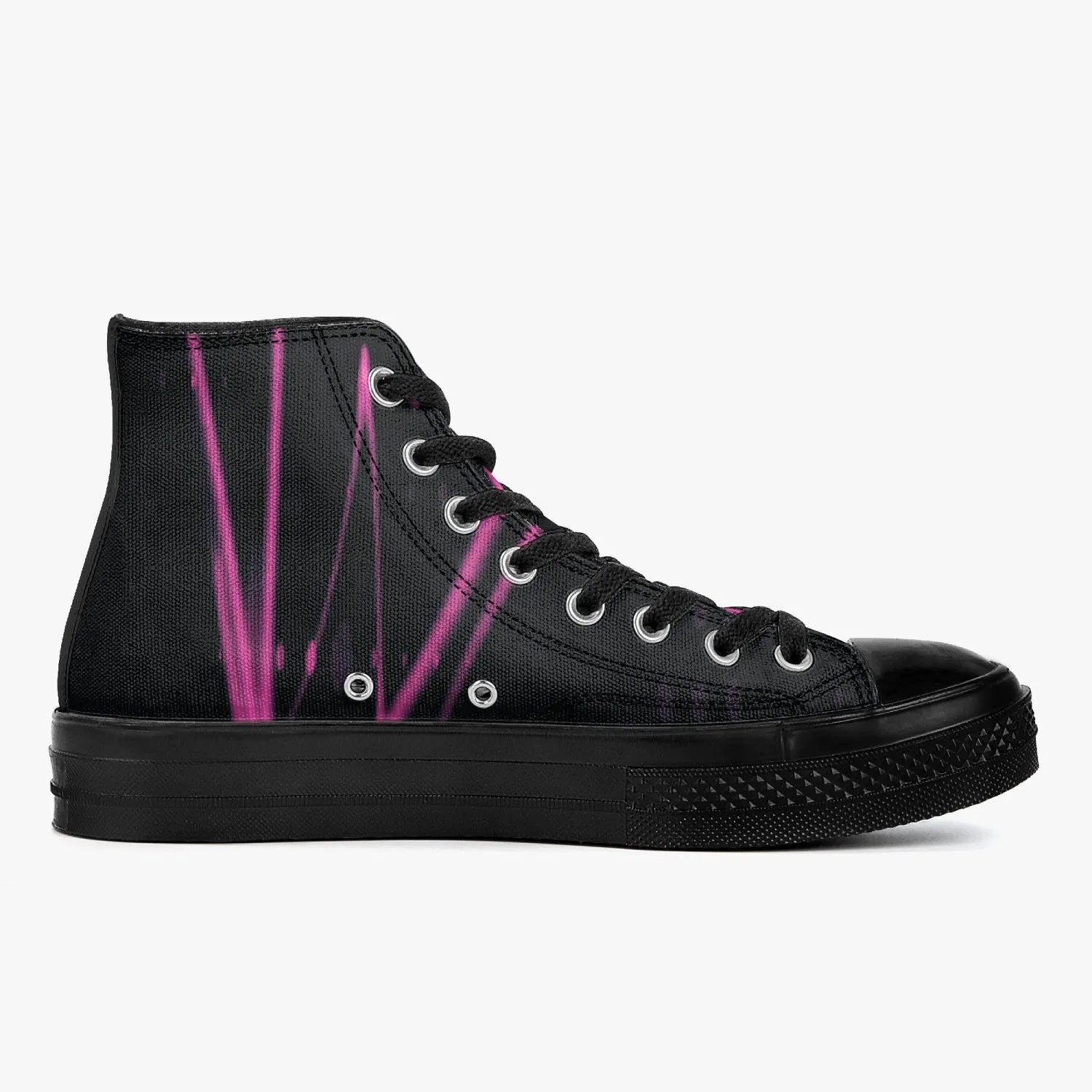 Officially Sexy Pink Laser High-Top Canvas Shoes - Black