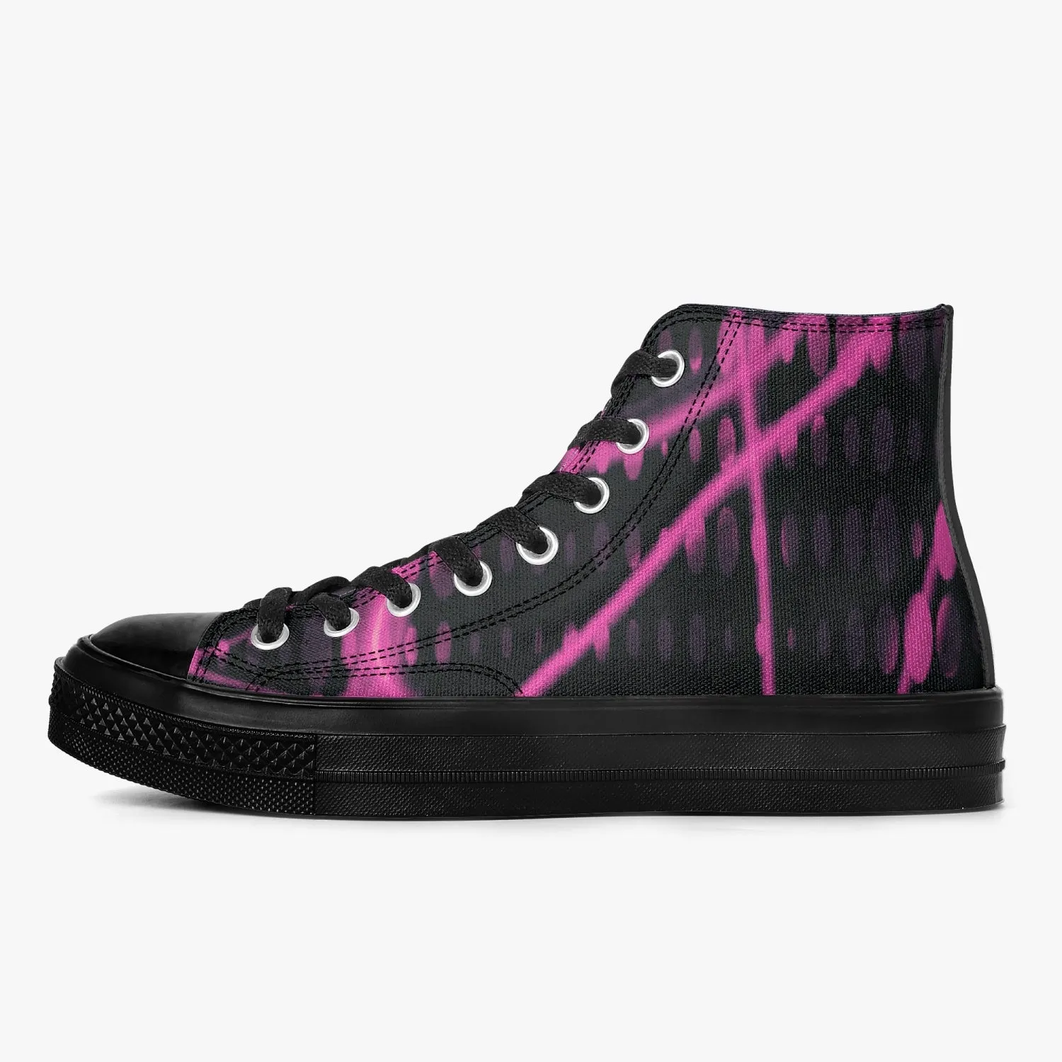 Officially Sexy Pink Laser High-Top Canvas Shoes - Black