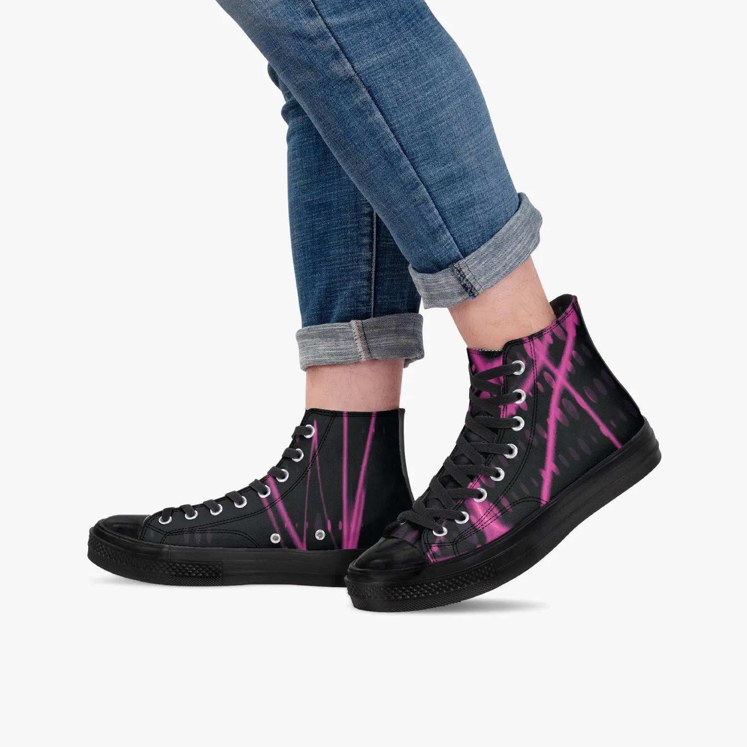 Officially Sexy Pink Laser High-Top Canvas Shoes - Black