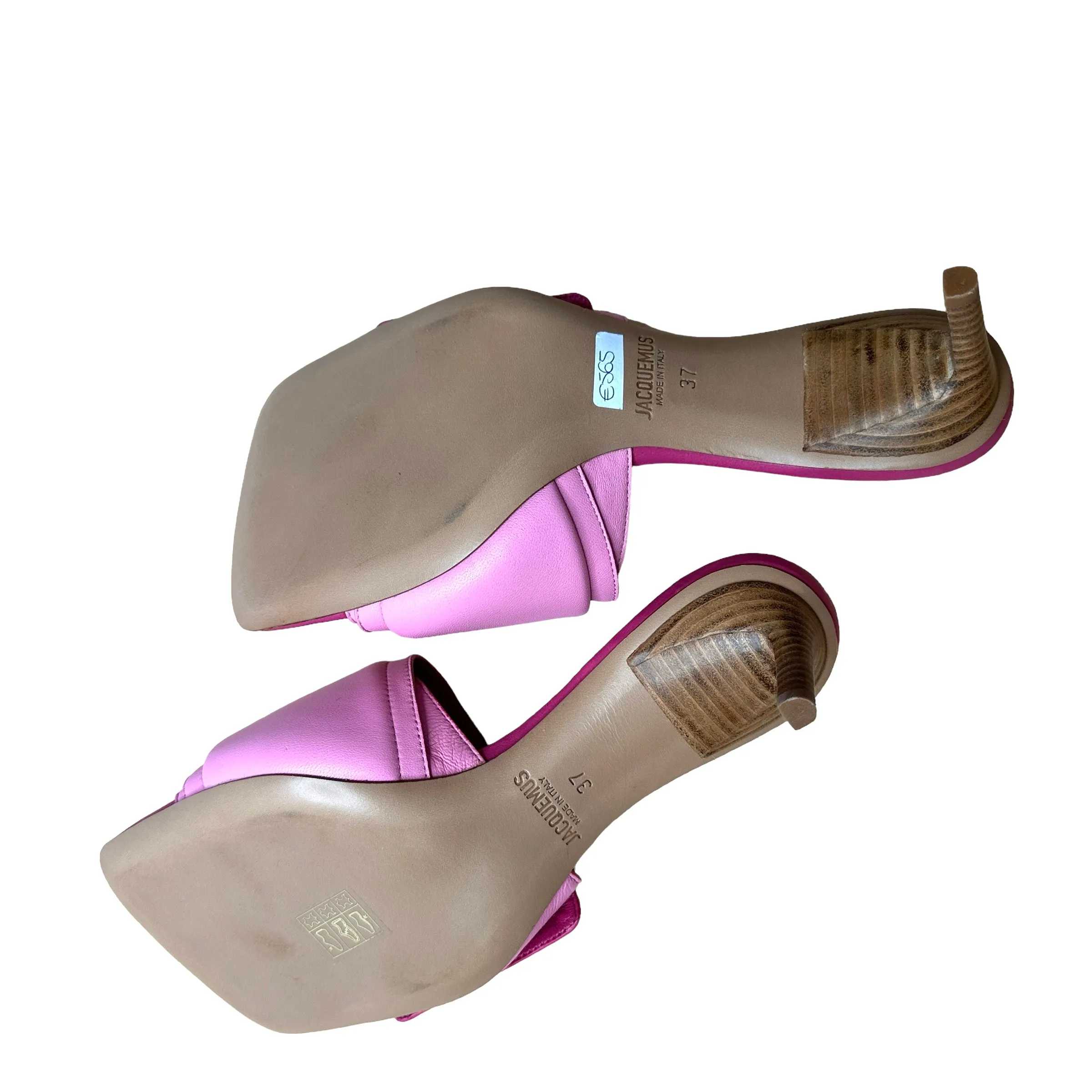 Pink Leather Slides - 7