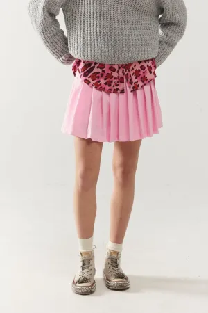 Pink Pleated Mini Skirt