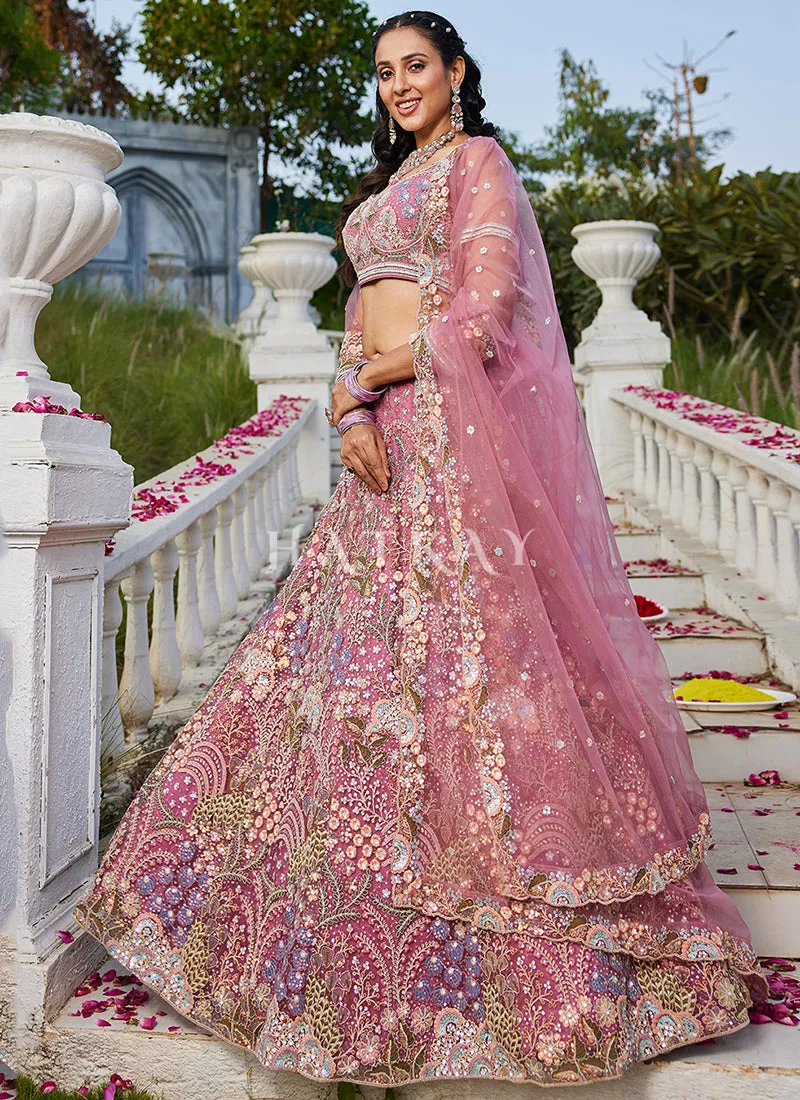 Pink Traditional Embroidery Bridal Lehenga Choli