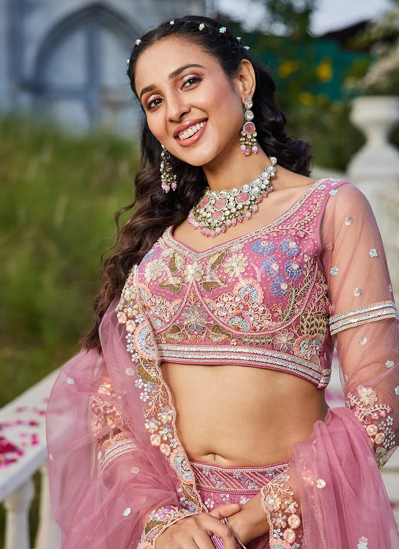 Pink Traditional Embroidery Bridal Lehenga Choli