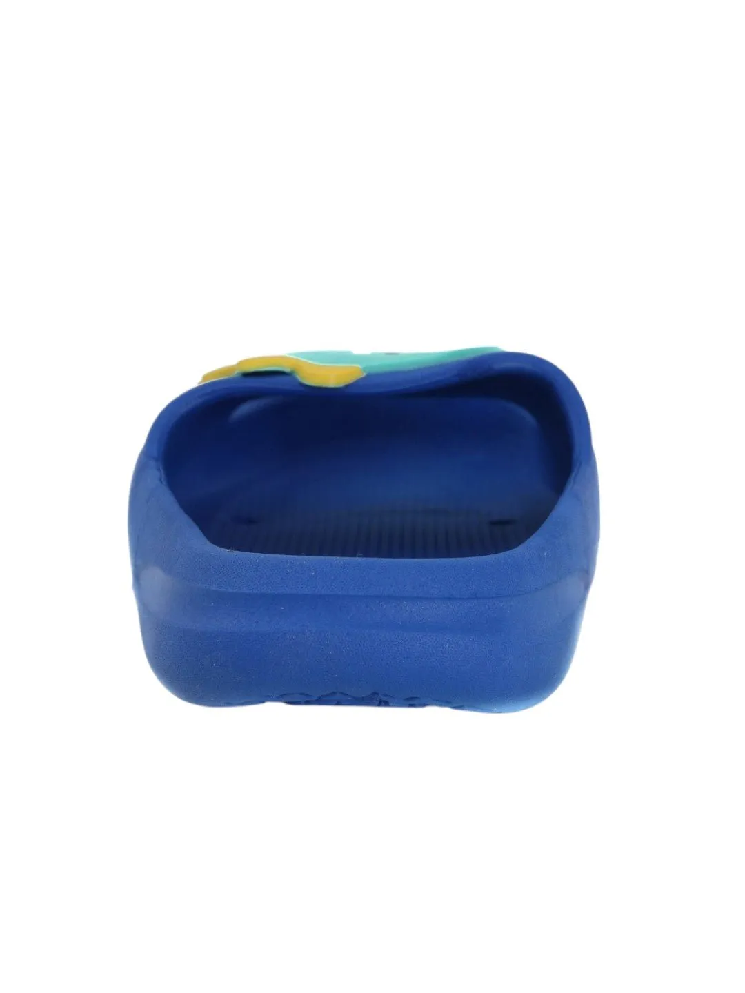 Playful Dino Applique Slides - Vibrant Blue