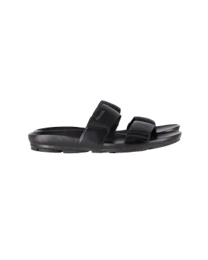 Prada Double Strap Slides in Black Nylon