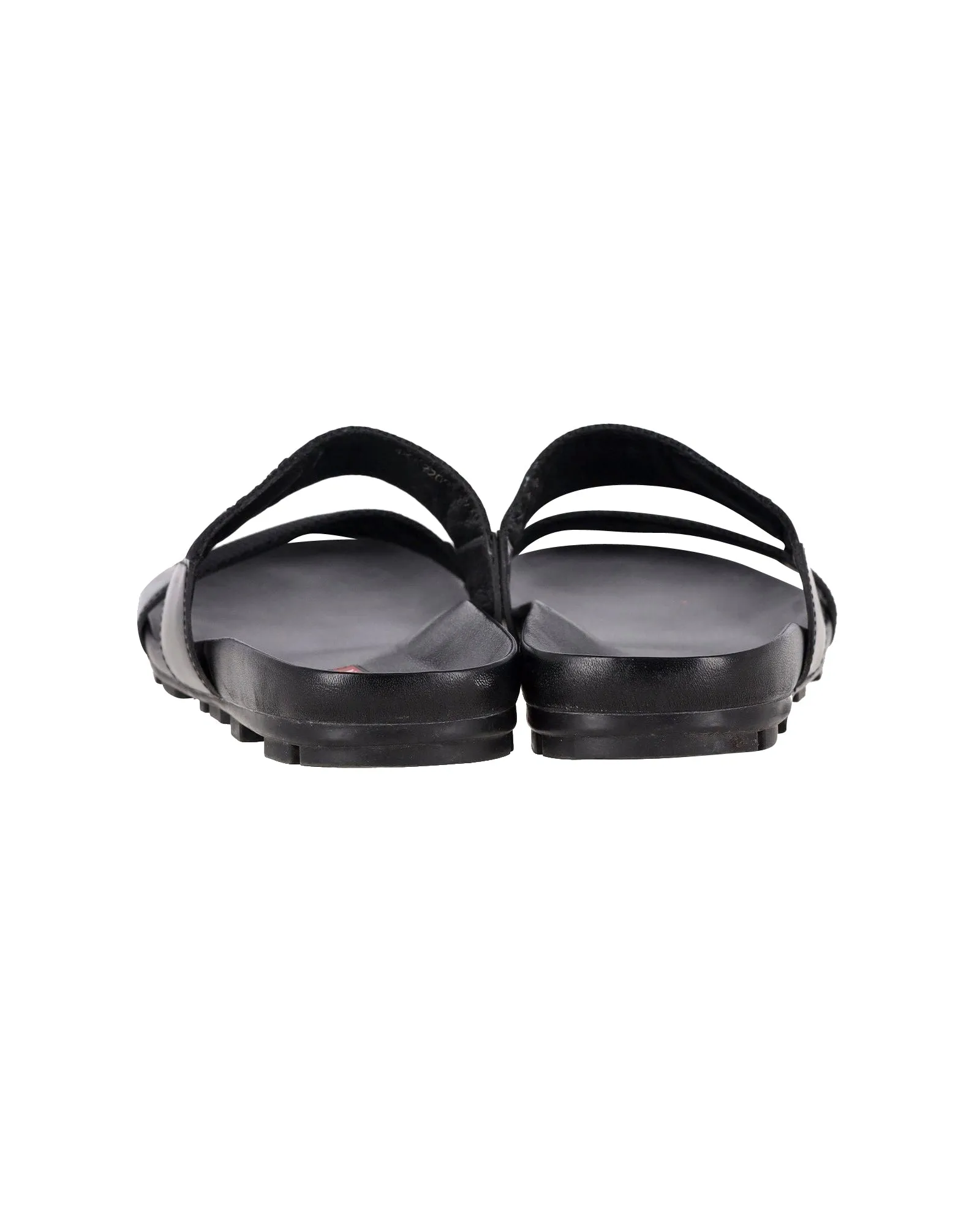 Prada Double Strap Slides in Black Nylon