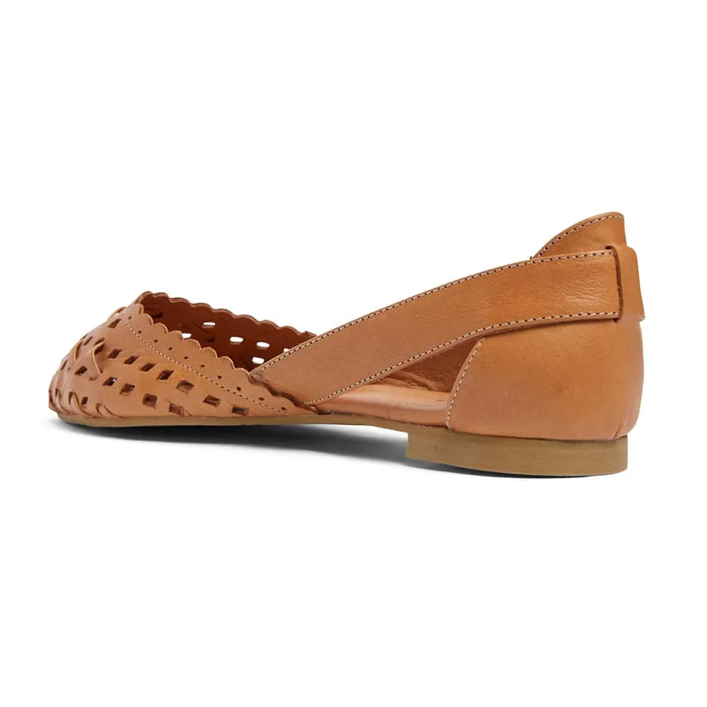 Ranya Flat in Tan Leather