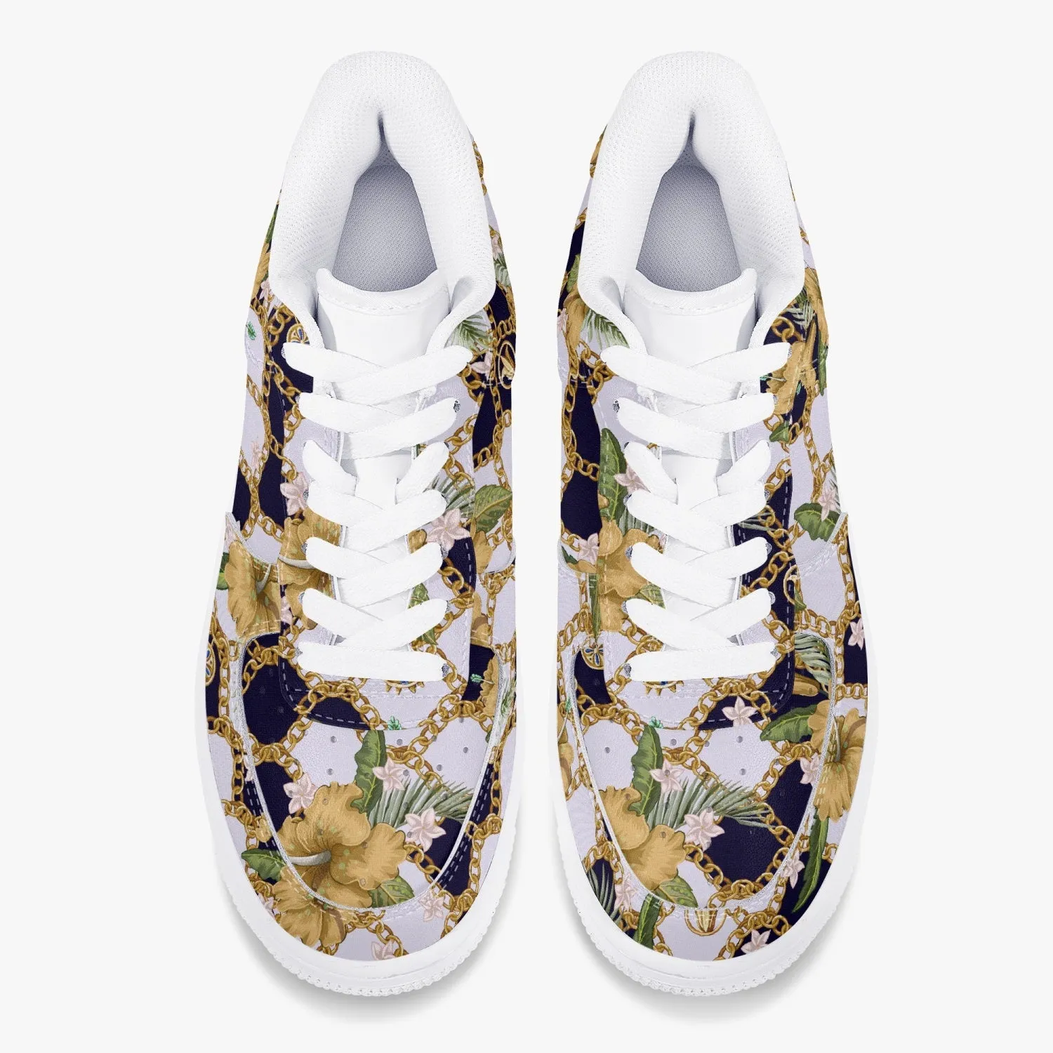 Retro Vegan Leather Low-Top Sneakers, Vintage Baroque Print, Y2K 90's Aesthetic Footwear, Exceptional Comfort and Durability