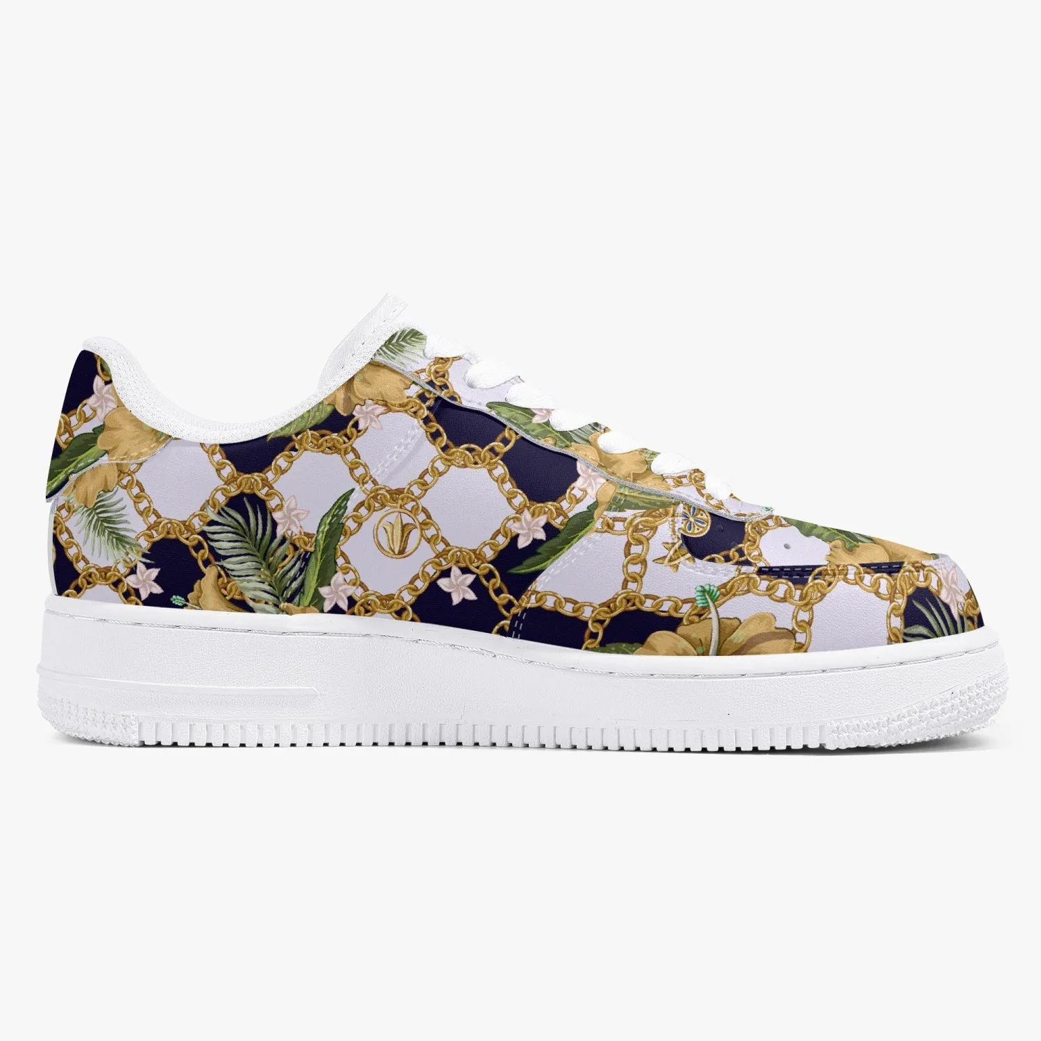 Retro Vegan Leather Low-Top Sneakers, Vintage Baroque Print, Y2K 90's Aesthetic Footwear, Exceptional Comfort and Durability