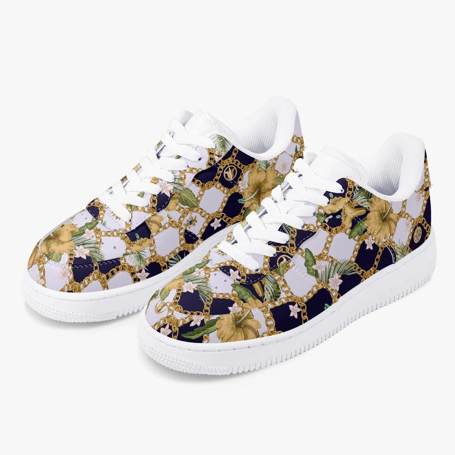 Retro Vegan Leather Low-Top Sneakers, Vintage Baroque Print, Y2K 90's Aesthetic Footwear, Exceptional Comfort and Durability