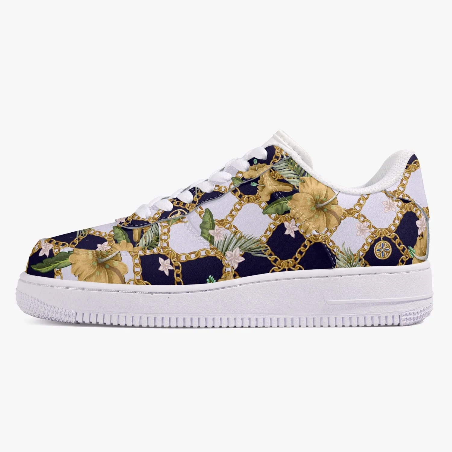 Retro Vegan Leather Low-Top Sneakers, Vintage Baroque Print, Y2K 90's Aesthetic Footwear, Exceptional Comfort and Durability