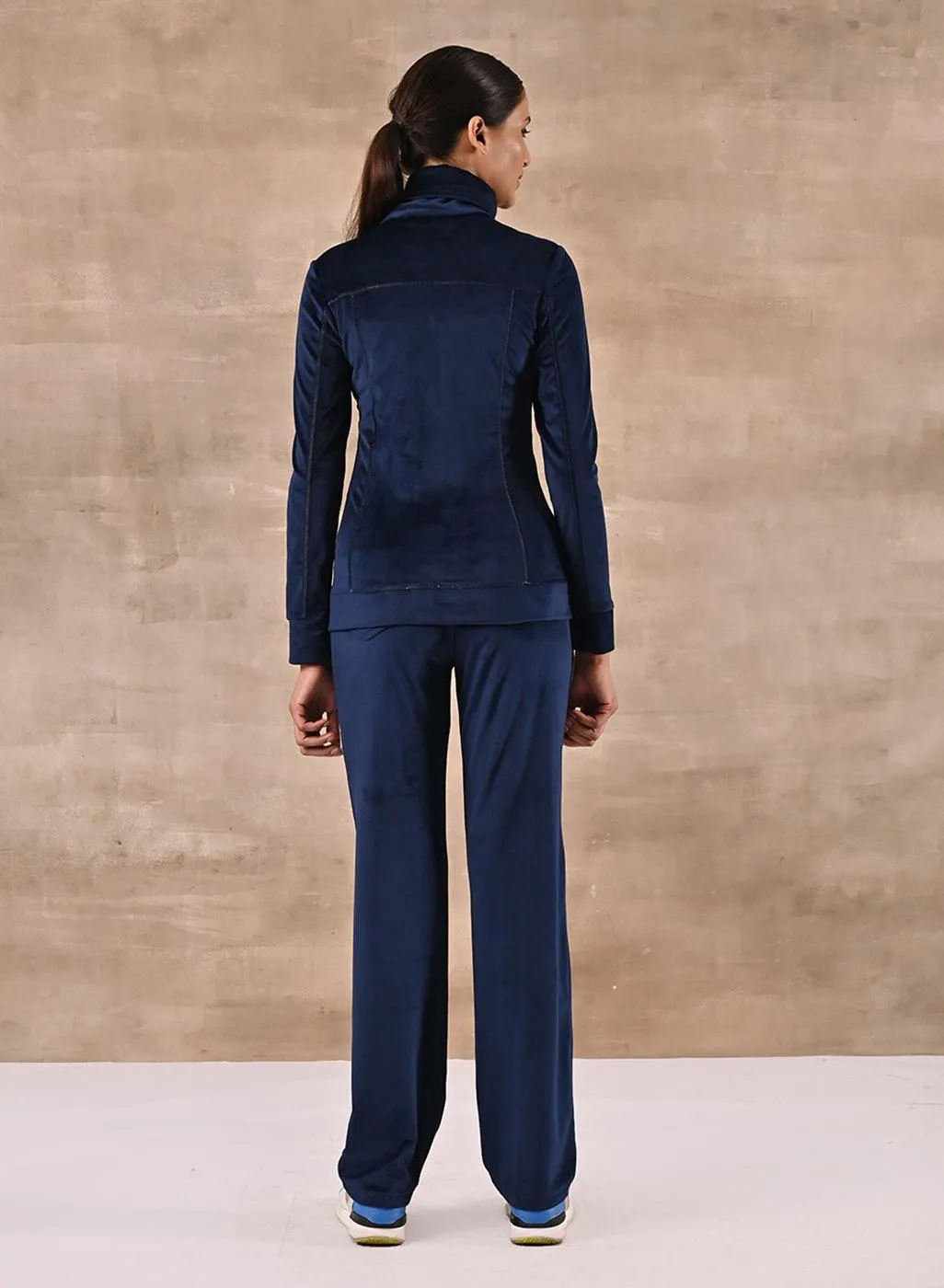 Royal Blue Track Suit with Spread Collar