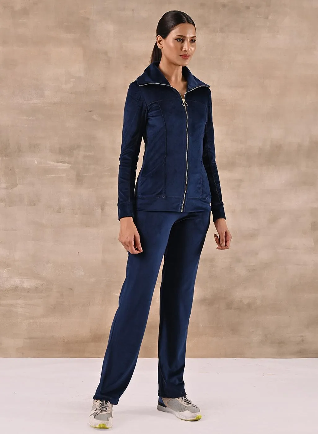 Royal Blue Track Suit with Spread Collar