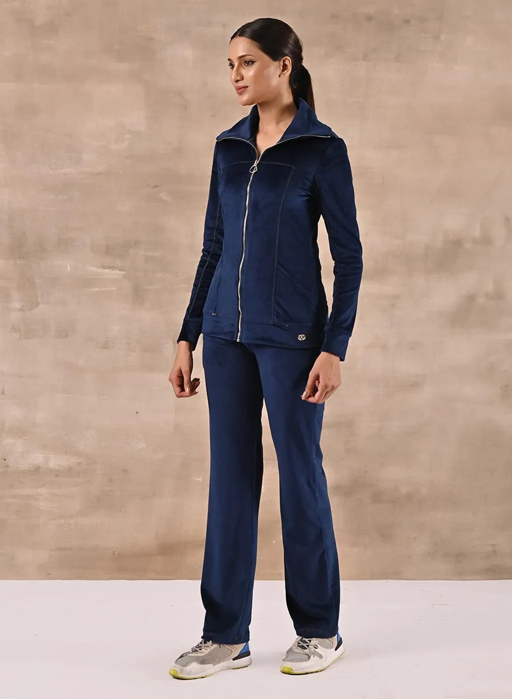 Royal Blue Track Suit with Spread Collar