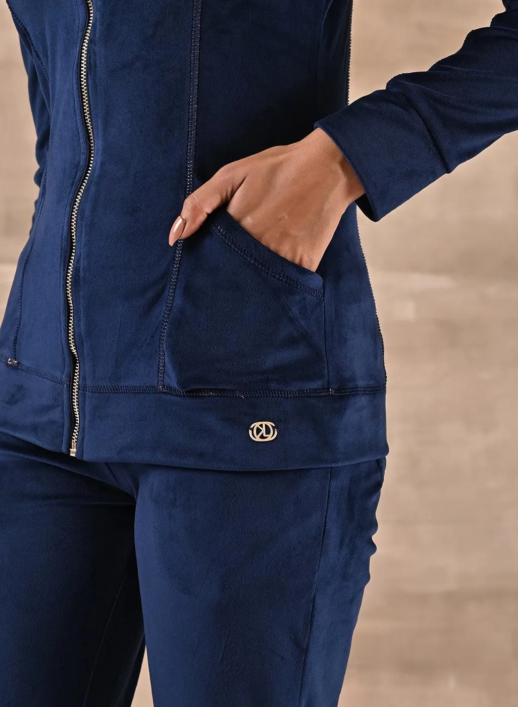Royal Blue Track Suit with Spread Collar