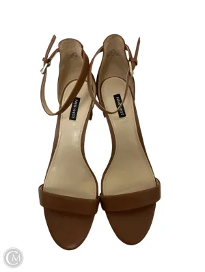 Sandals Heels Block By Nine West In Brown, Size: 12