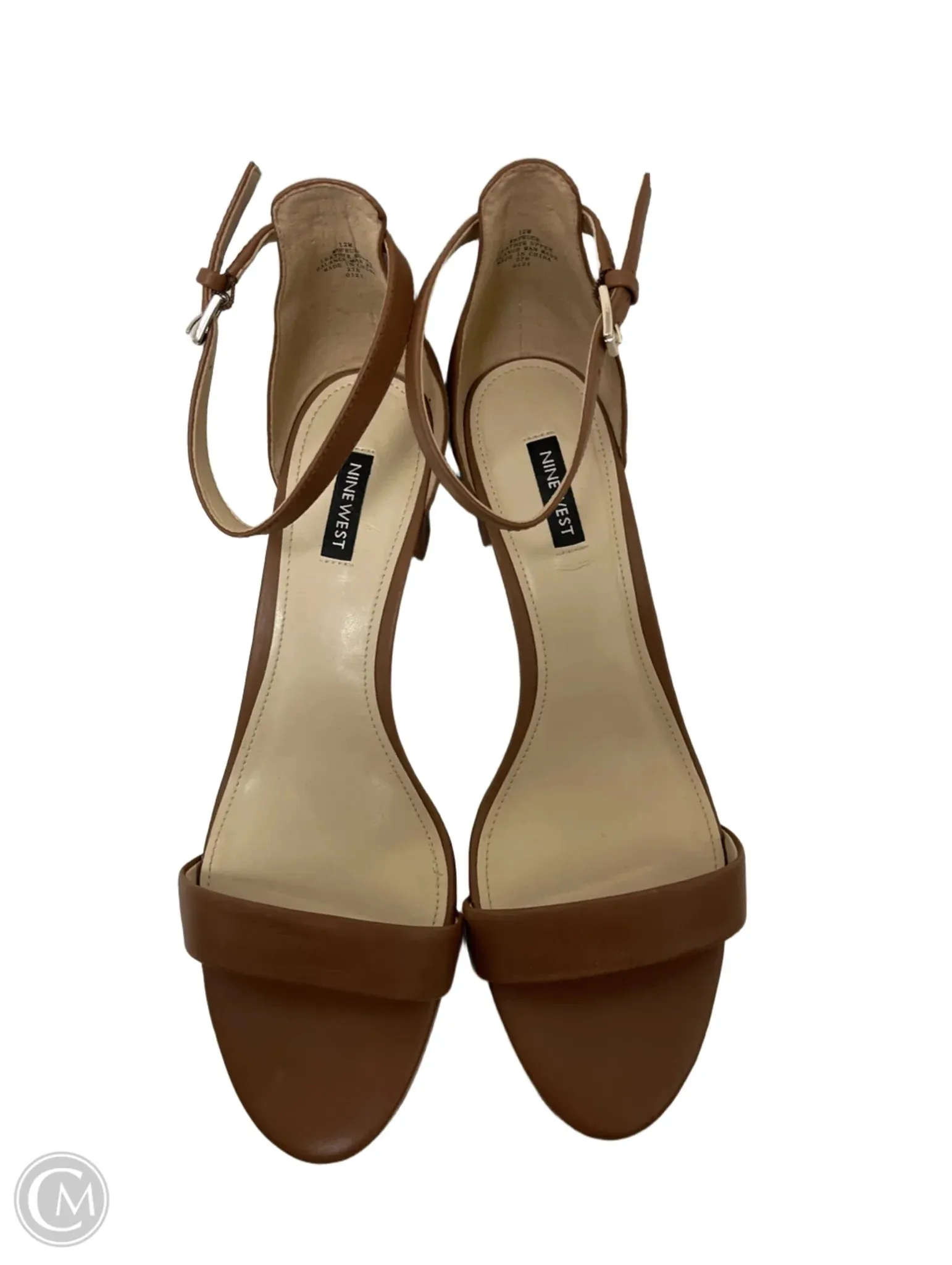 Sandals Heels Block By Nine West In Brown, Size: 12