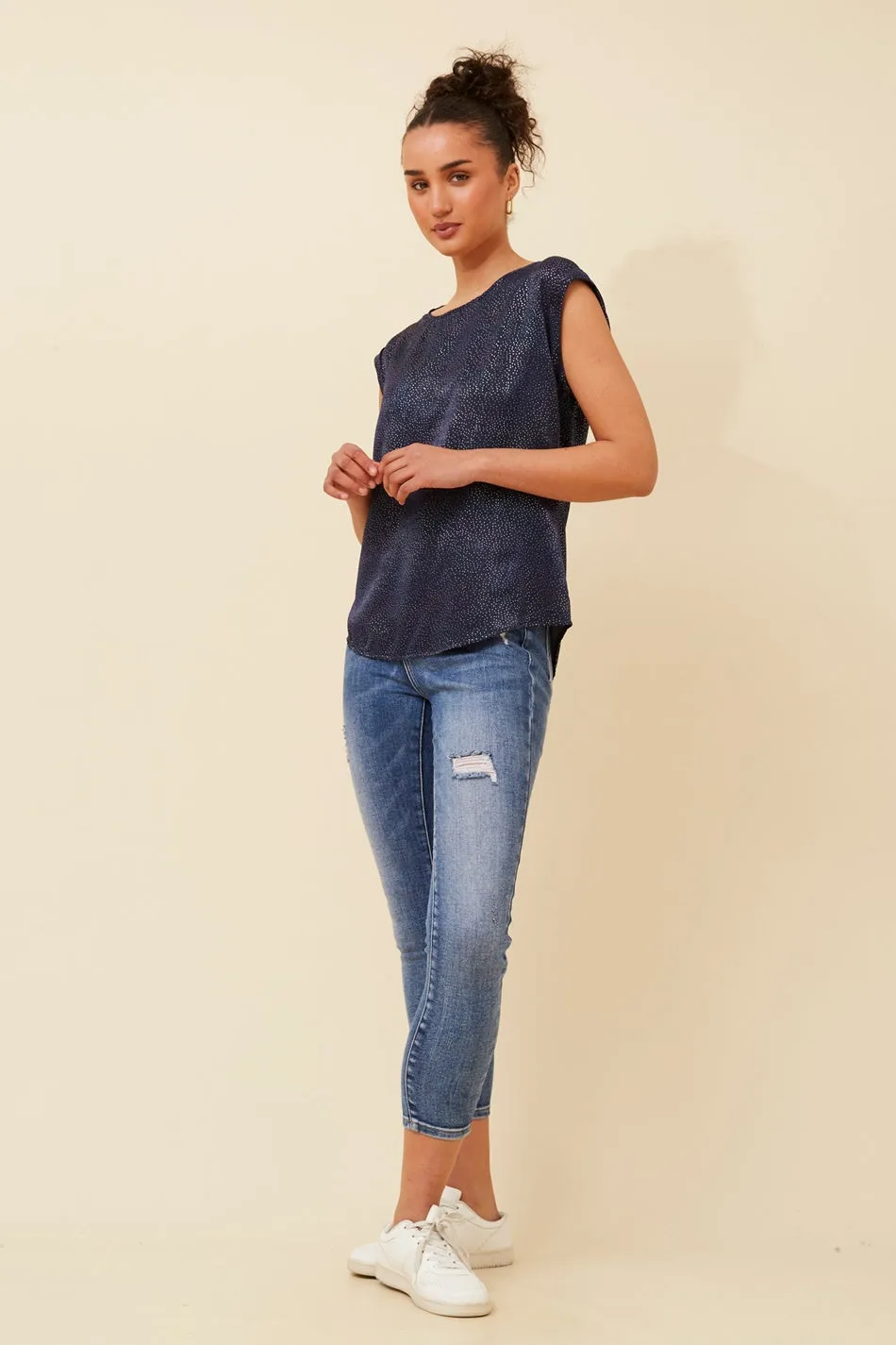 SHELLY FOIL PRINT TOP